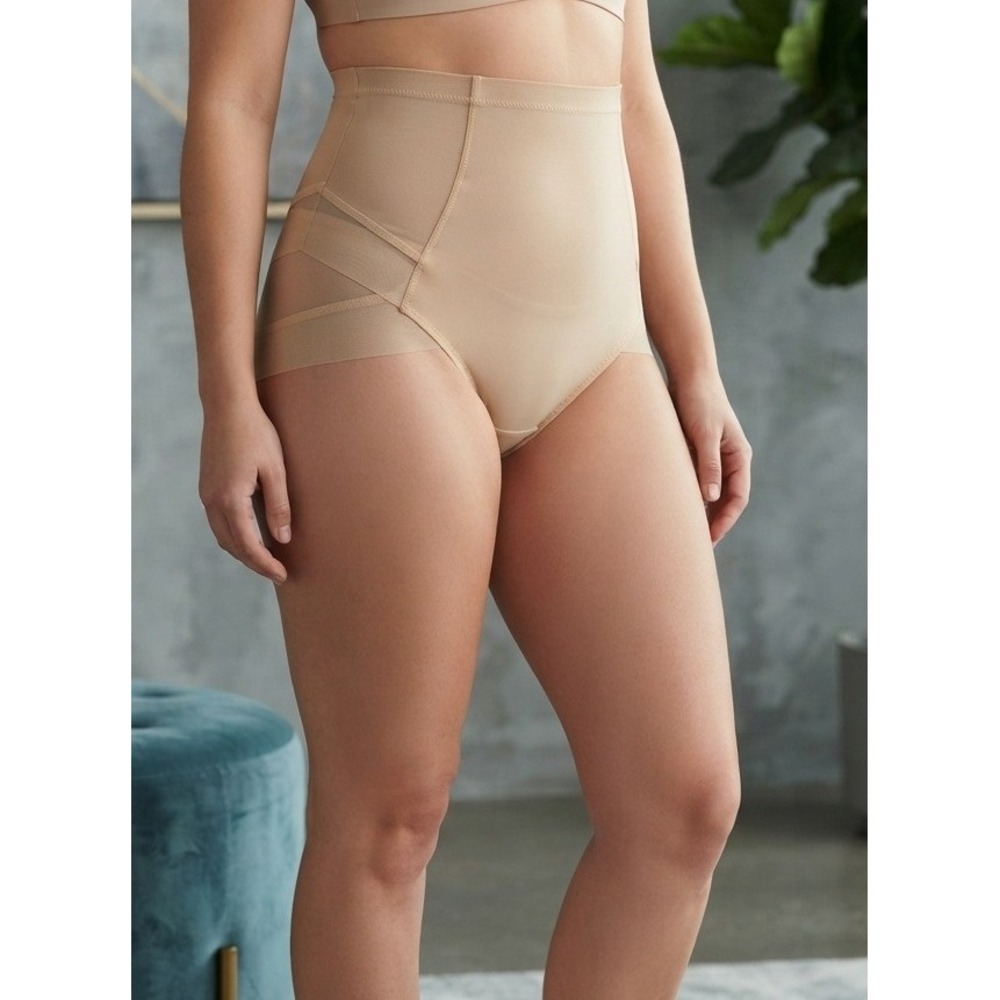 Honeylove SuperPower Brief High Waist Shapewear 2X Sand Firm Control Stretch NWT